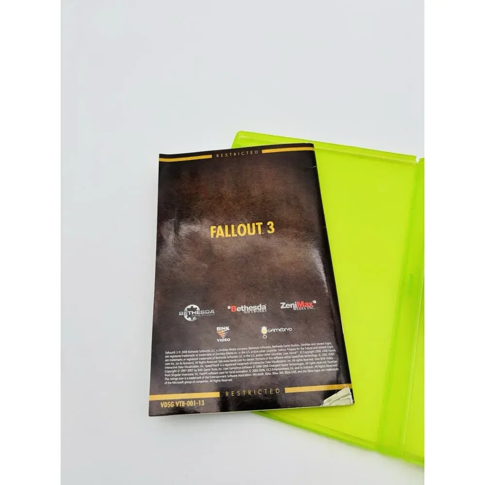 Fallout 3 (Microsoft Xbox 360, 2008) Complete w/ Manual - Tested Working VG Cond